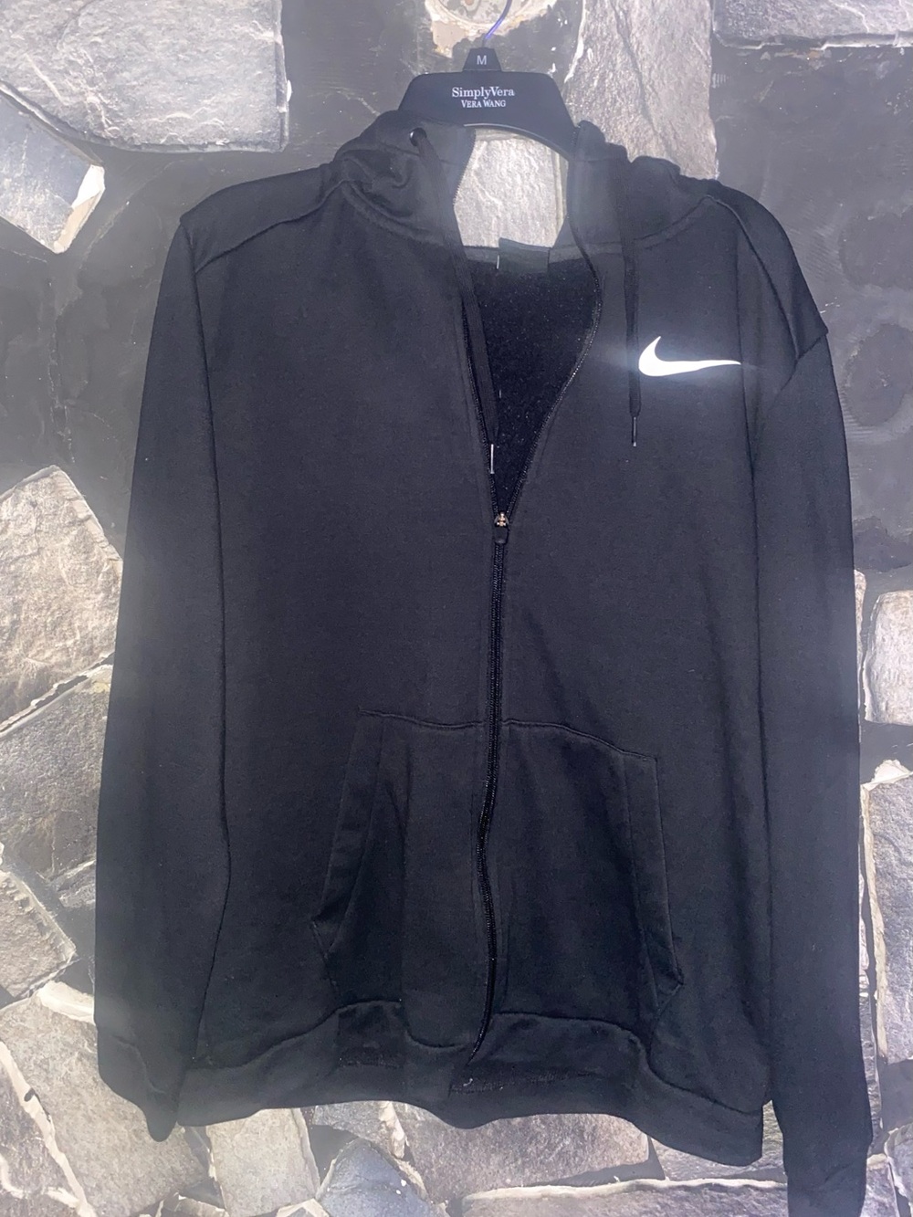 Nike Black Full-Zip Hoodie with White Swoosh - Men's